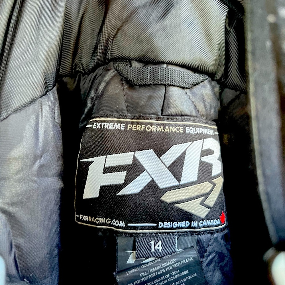 Black and Purple FXR girls size 14 bibs